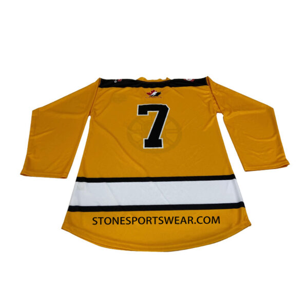 yellow hockey jersey back
