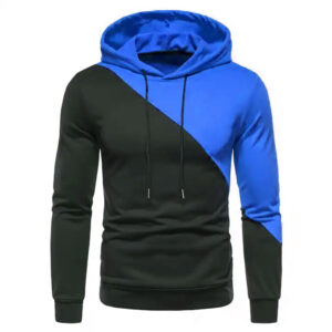 Custom Zipper Fashion Long Sleeve Black and Blue Hoodies