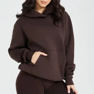 Classic Oversized Women Brown Cotton Gym Pullover Hoodies
