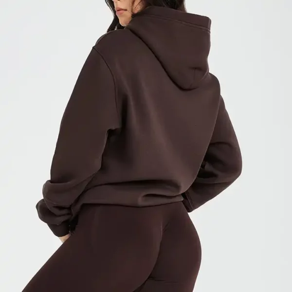 Classic Oversized Women Brown Cotton Gym Pullover Hoodies back