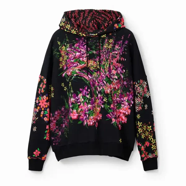 Custom All-over Print Multi-color Floral Hoodie Women's Sweatshirt 01