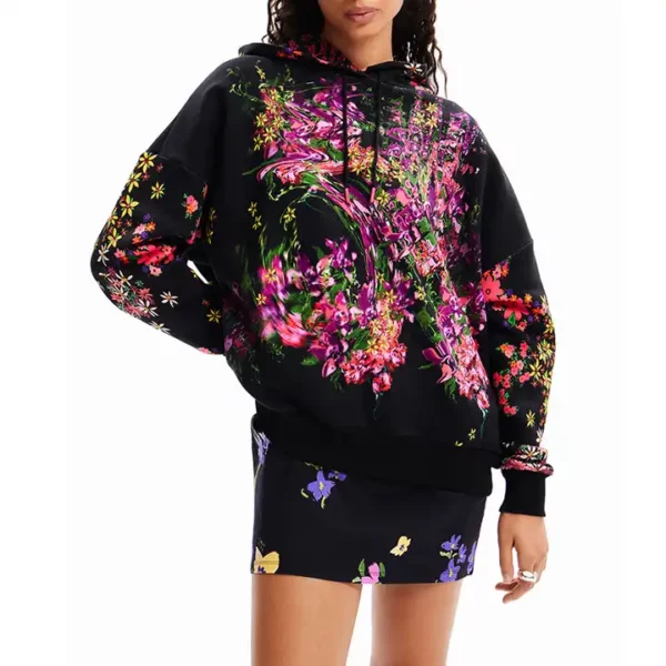 Custom All-over Print Multi-color Floral Hoodie Women's Sweatshirt