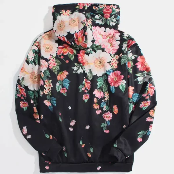 Custom Allover Floral Print Pouch Pocket Best Quality Hoodies back