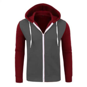 Custom Zipper Cotton grey and red hoodie Sweatshirt