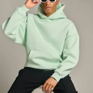Custom blank men's mint green pullover cotton cordless hoodies