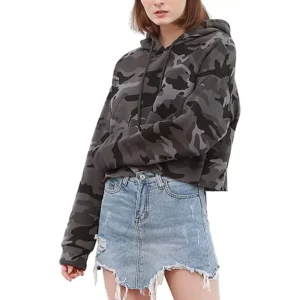 Custom wholesale camouflage cropped hoodie wome
