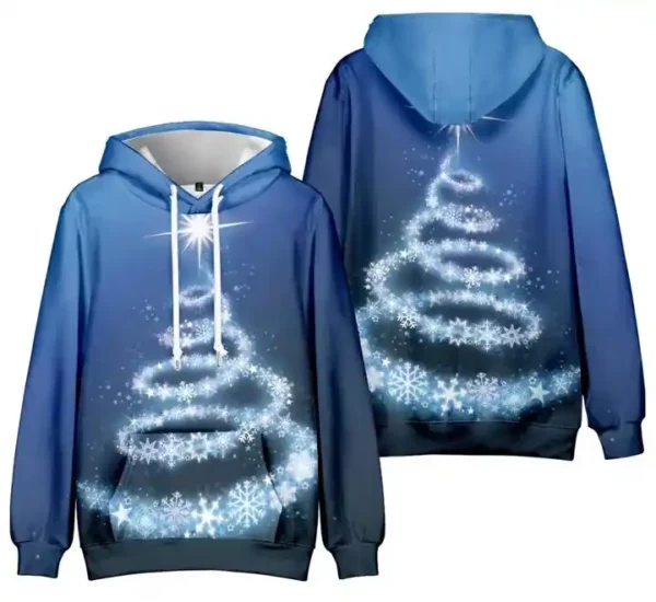 Customized pattern with 3D printing blue graphic hoodies