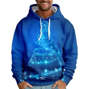 Customized pattern with 3D printing blue graphic hoodies