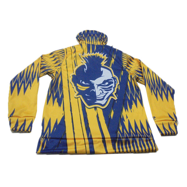 Customized blue yellow striped cotton hoodie