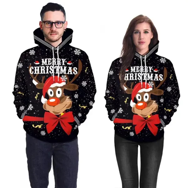 Christmas Matching Pullover 3d Printing Hoodies For Couples