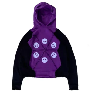 custom embroidery black and purple cotton hoodie