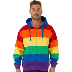 OEM Wholesale Unisex Rainbow Sweatshirt Zip Up Hoodies