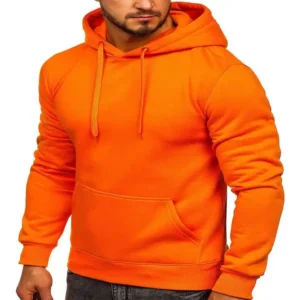 Customized Orange Mens Hoodies With Pockets