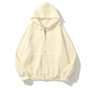 Design Custom Wholesale Unisex zip up Blank beige hoodies
