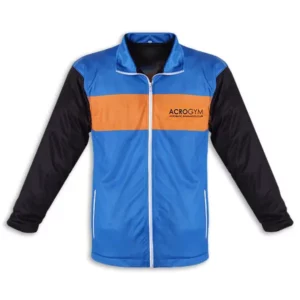 custom blue and orange warm up jackets