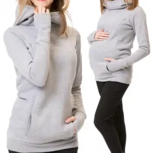 light grey Custom Maternity Long Sleeves Pregnant Hoodies
