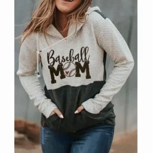 Custom Baseball Mom Half Zipper Pullover Pocket Hoodies