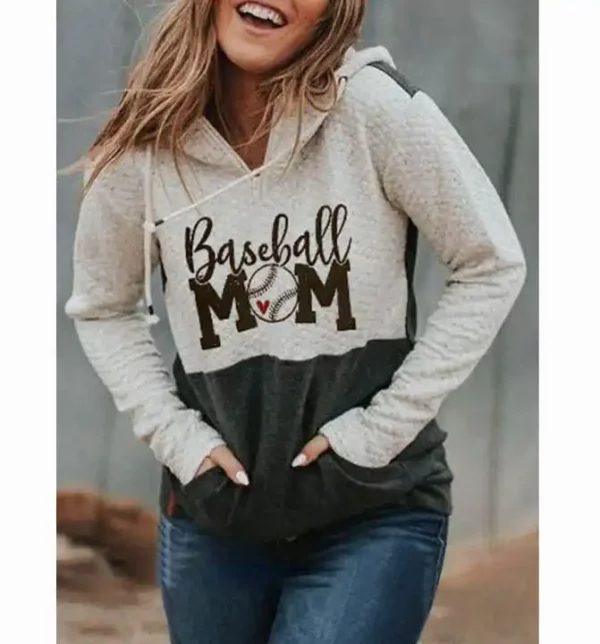 Custom Baseball Mom Half Zipper Pullover Pocket Hoodies
