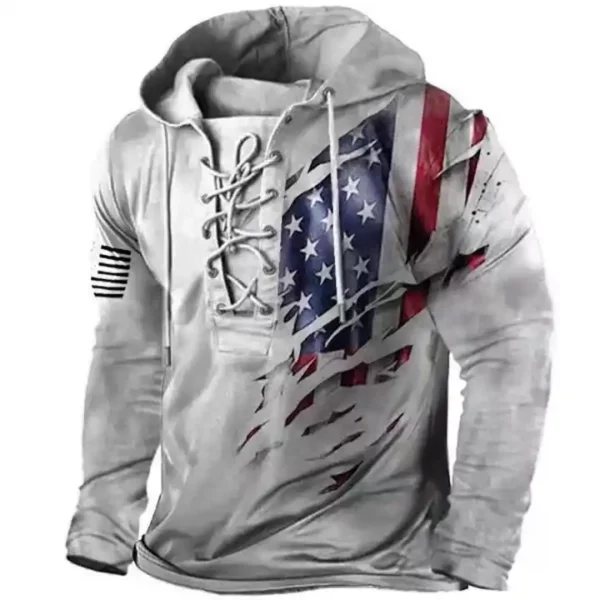 white Custom Men's Retro American Flag Sweatshirt hoodie