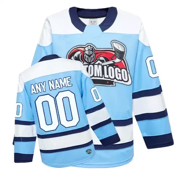 Blue Custom Stitched USA Canadian Funny Sublimation Hockey Jerseys