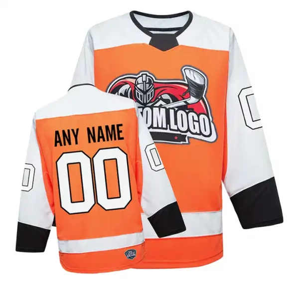 Orange Custom Stitched USA Canadian Funny Sublimation Hockey Jerseys