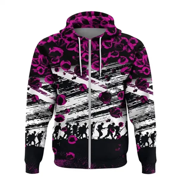 Purple and black OEM High Quality All Over Printing 100 Polyester Hoodies For Men