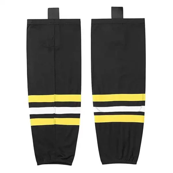 black and yellow Custom Made New design sublimation ice hockey socks builder
