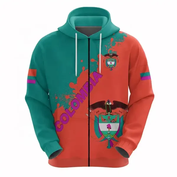 green and red OEM High Quality All Over Printing 100 Polyester Hoodies For Men