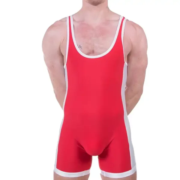 red Custom Wholesale Blank Quick Dry Freestyle Wrestling Singlets back
