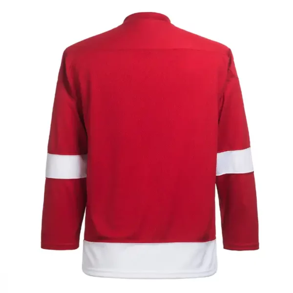 red Custom goalie embroidered made hockey jersey bacjk
