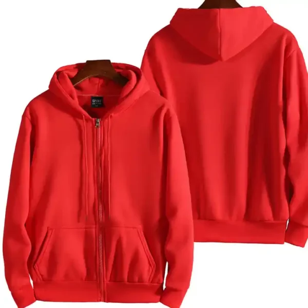 red Wholesale Custom Blank Zipper Up Hoodies for business