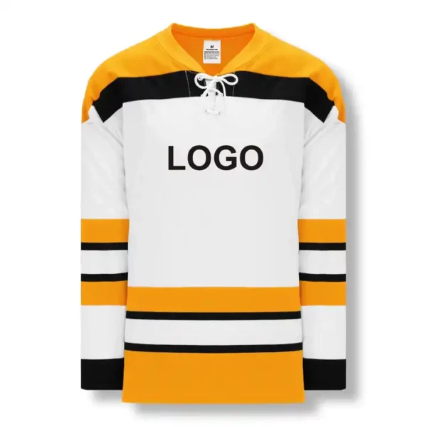 white and yellow Customizable made sublimated practice league ice hockey jerseys