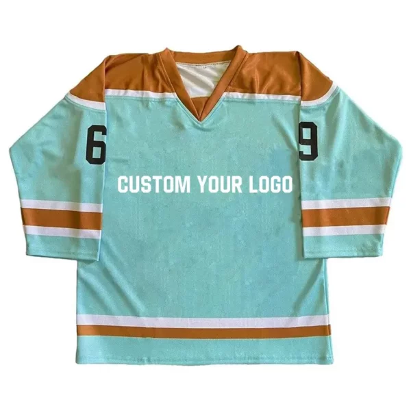 Custom Hockey Jersey V-Neck Long Sleeve Sport Shirt Sweatshirt 01